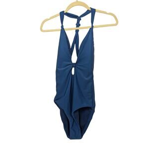 Bar III Like It Or Not Marine Blue One Piece Swimsuit Womens Size Medium NWT